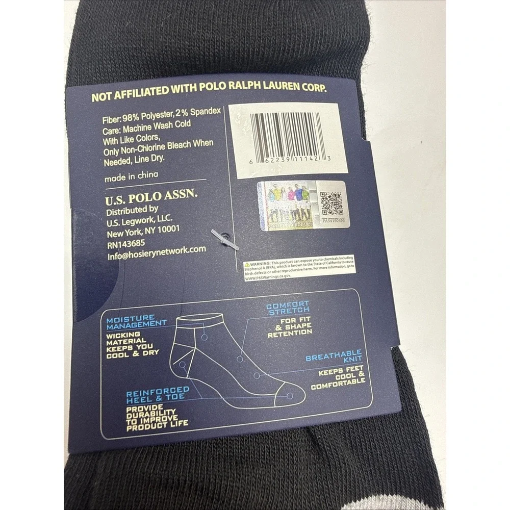 U.S. Polo Assn. Men's 10-Pairs Size 6-12 Low Cut Casual Comfort Socks